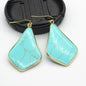 18K Gold Plated Rhombus Shape Natural Stone Dangle Earrings - DunbiBeauty, LLC