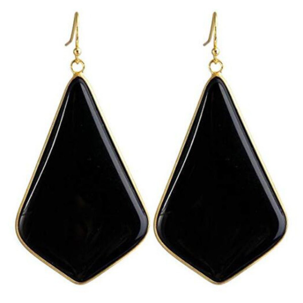 18K Gold Plated Rhombus Shape Natural Stone Dangle Earrings - DunbiBeauty, LLC