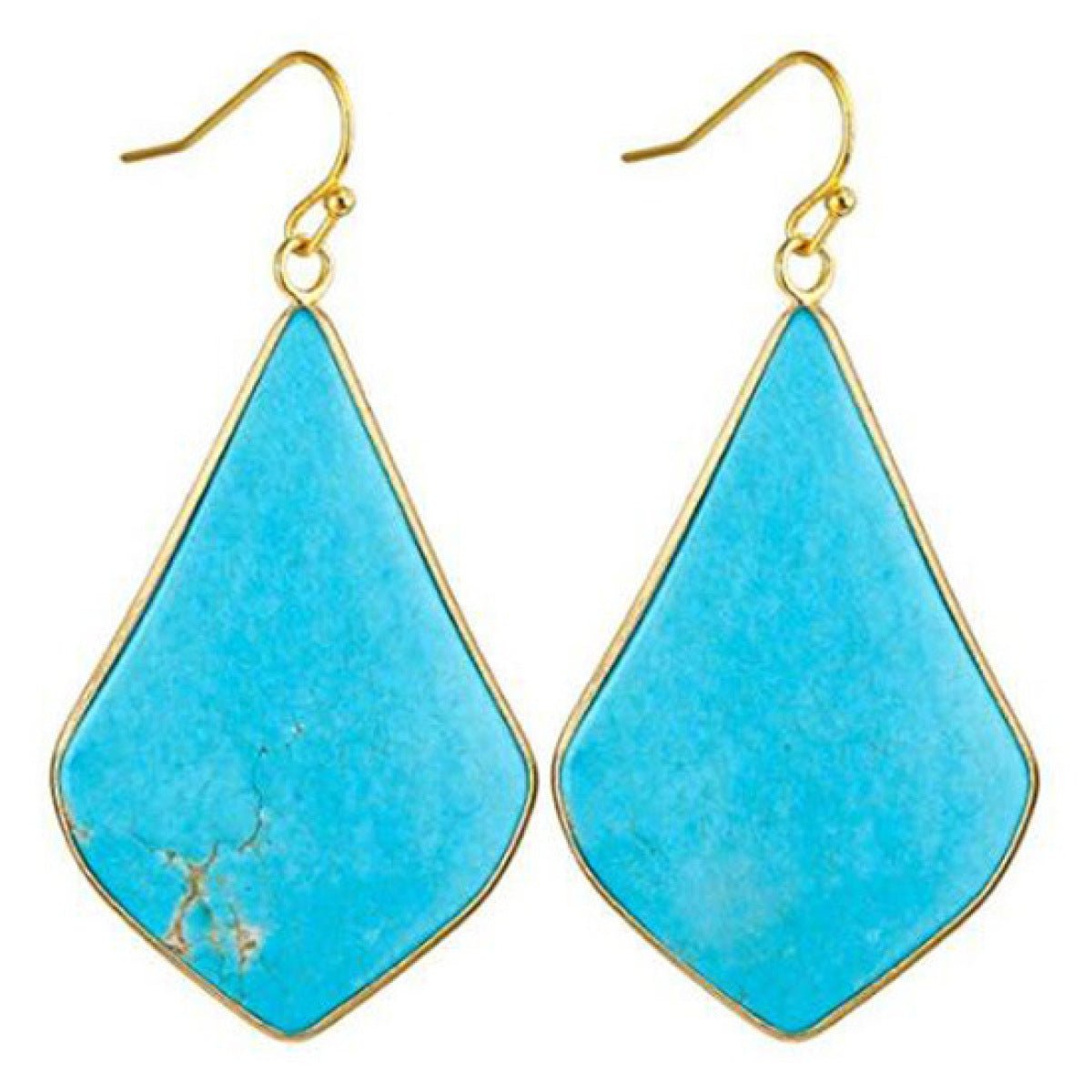 18K Gold Plated Rhombus Shape Natural Stone Dangle Earrings - DunbiBeauty, LLC