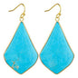 18K Gold Plated Rhombus Shape Natural Stone Dangle Earrings - DunbiBeauty, LLC