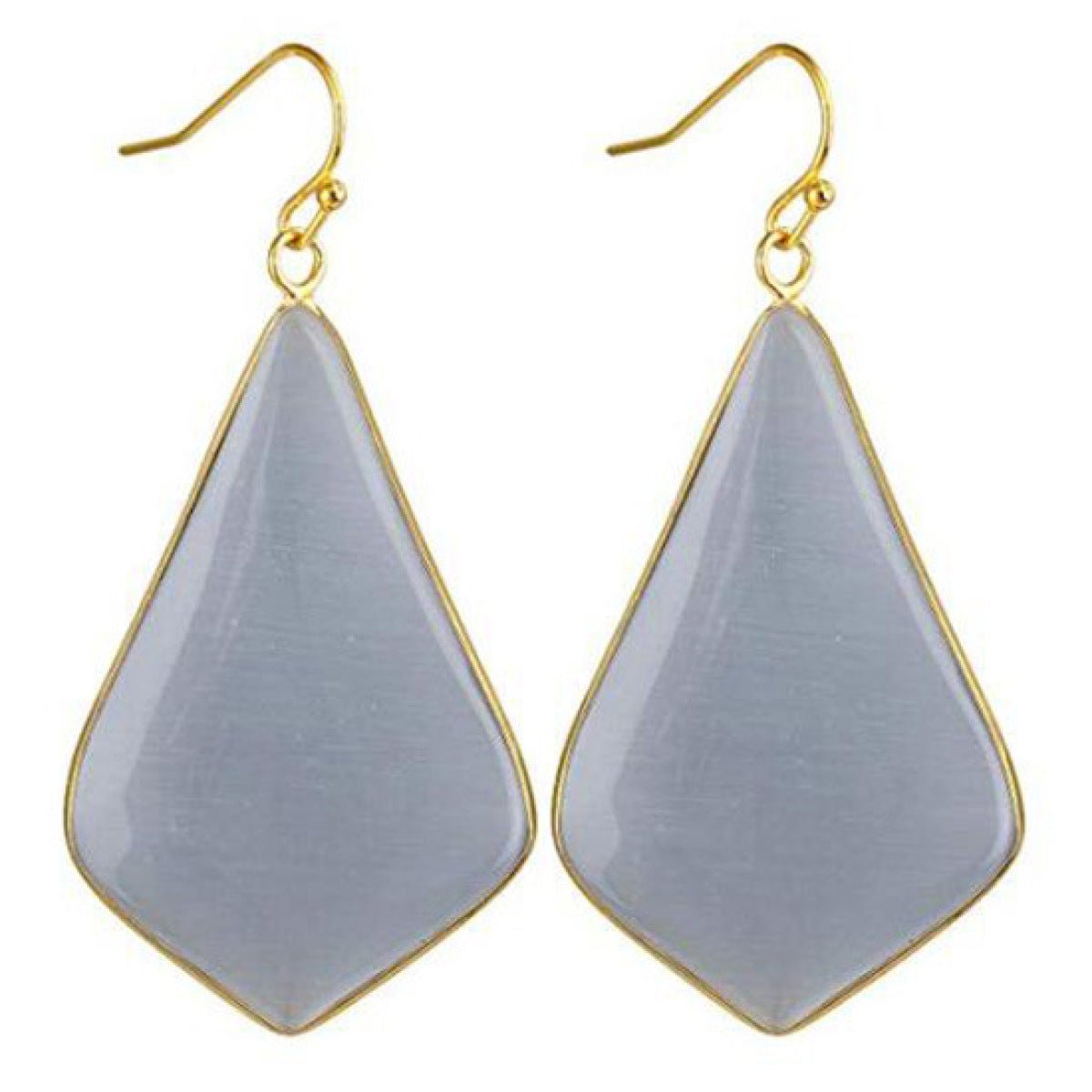 18K Gold Plated Rhombus Shape Natural Stone Dangle Earrings - DunbiBeauty, LLC