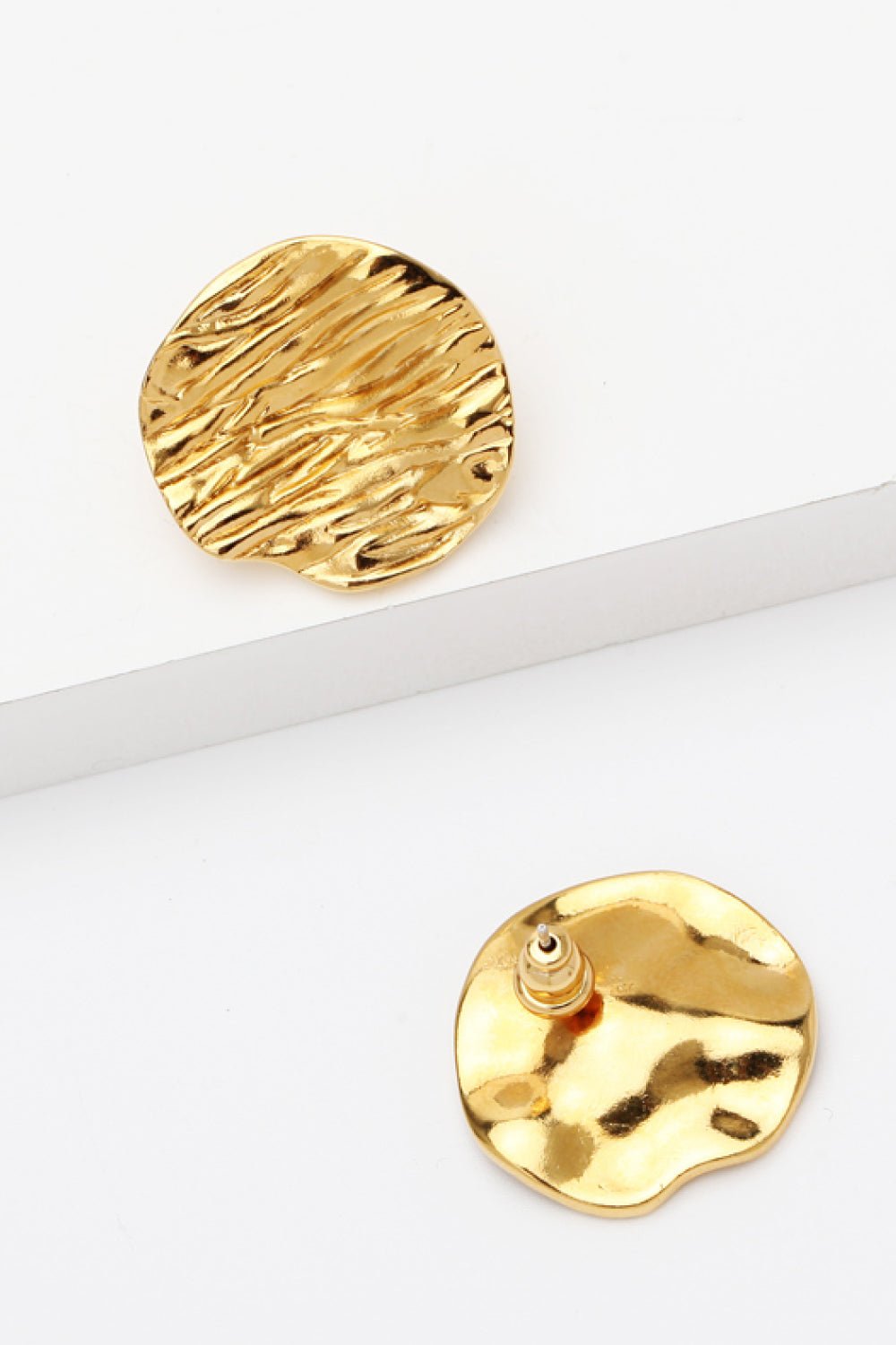 18K Gold-Plated Textured Stud Earrings - DunbiBeauty, LLC