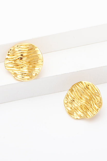 18K Gold-Plated Textured Stud Earrings - DunbiBeauty, LLC