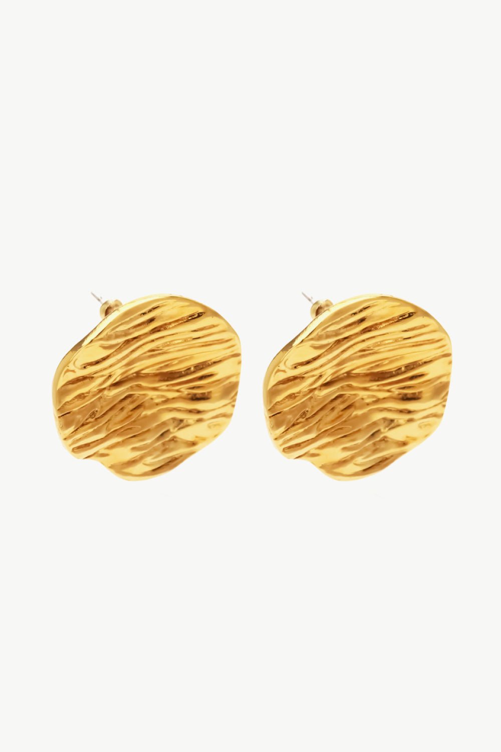 18K Gold-Plated Textured Stud Earrings - DunbiBeauty, LLC