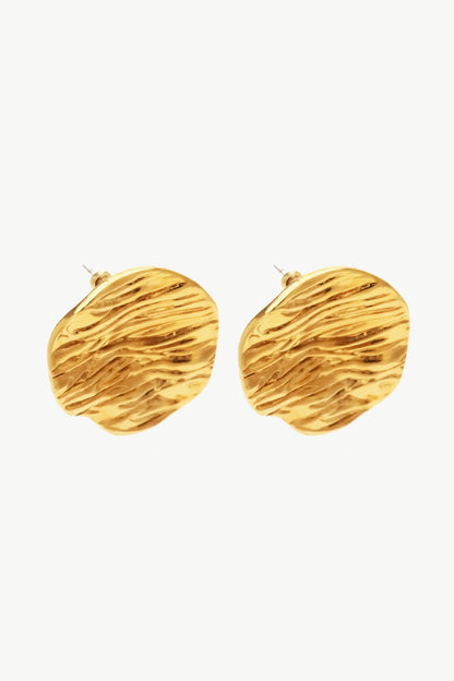 18K Gold-Plated Textured Stud Earrings - DunbiBeauty, LLC