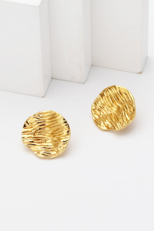 18K Gold-Plated Textured Stud Earrings - DunbiBeauty, LLC