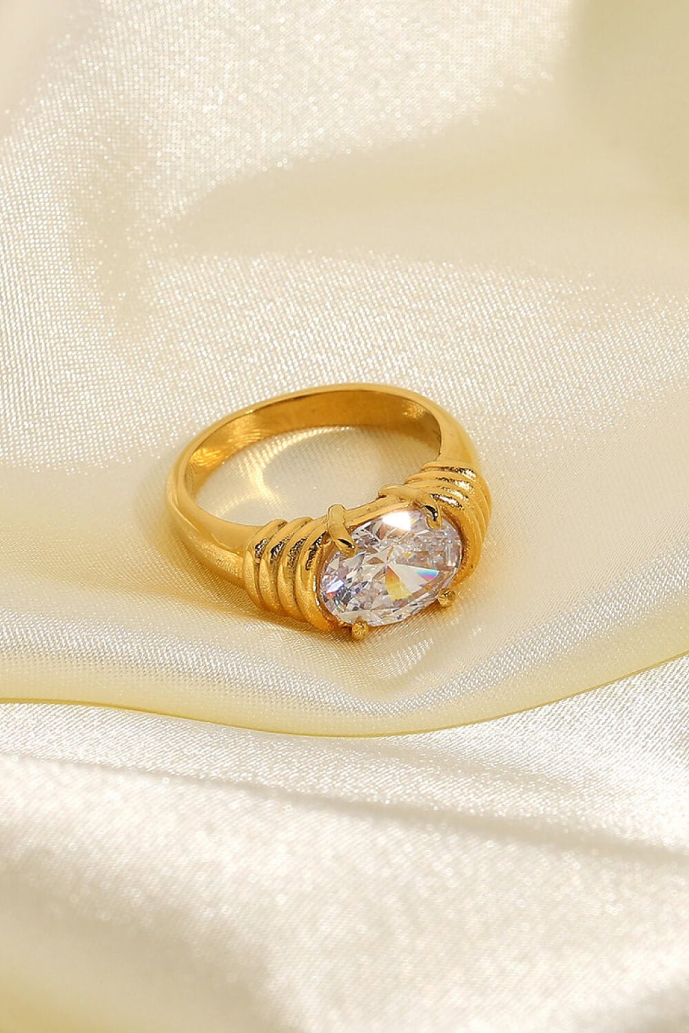 18K Gold Plated Zircon Ring - DunbiBeauty, LLC