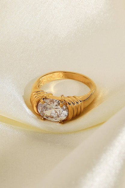 18K Gold Plated Zircon Ring - DunbiBeauty, LLC