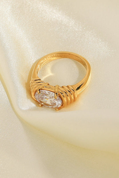 18K Gold Plated Zircon Ring - DunbiBeauty, LLC