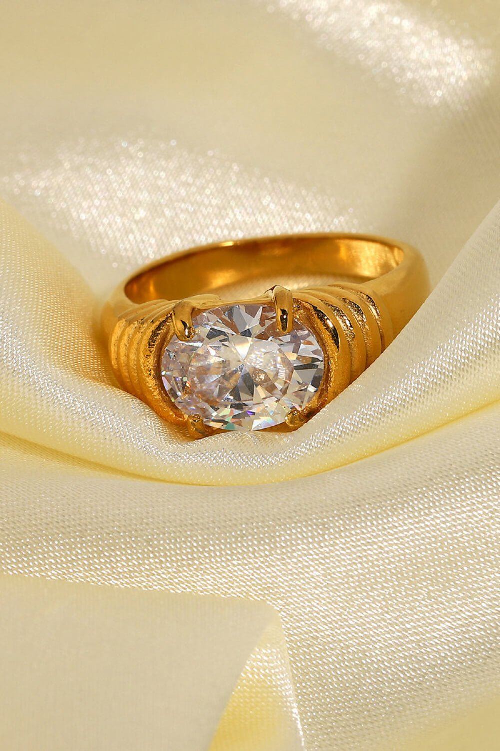 18K Gold Plated Zircon Ring - DunbiBeauty, LLC