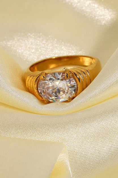 18K Gold Plated Zircon Ring - DunbiBeauty, LLC