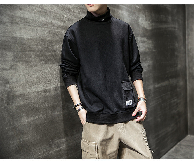 Men's Loose Long Sleeve Turtleneck with Hip Pocket nihaodropshipping