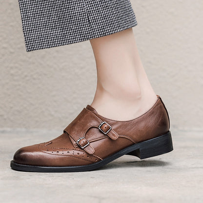 Women's Classic Retro British Style Brogue Leather Shoes