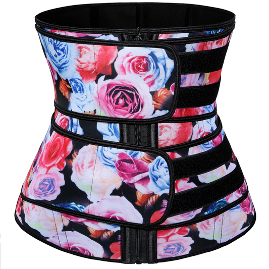 Women‘s Fitness Floral Print Zipper-Up Corset Waist Trainers Kiwidrop