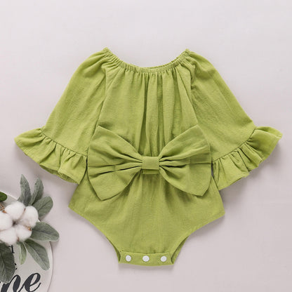 Baby Girl Bow Detail Flounce Sleeve Bodysuit