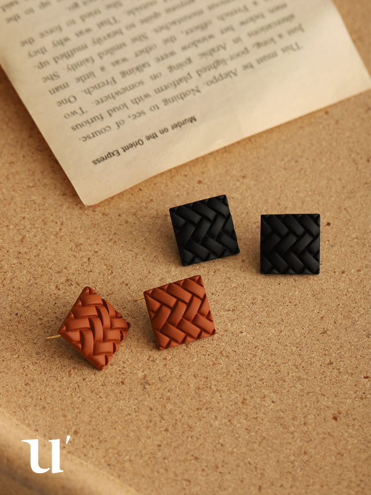 Retro Square Geometric Woven Earrings Kiwidrop