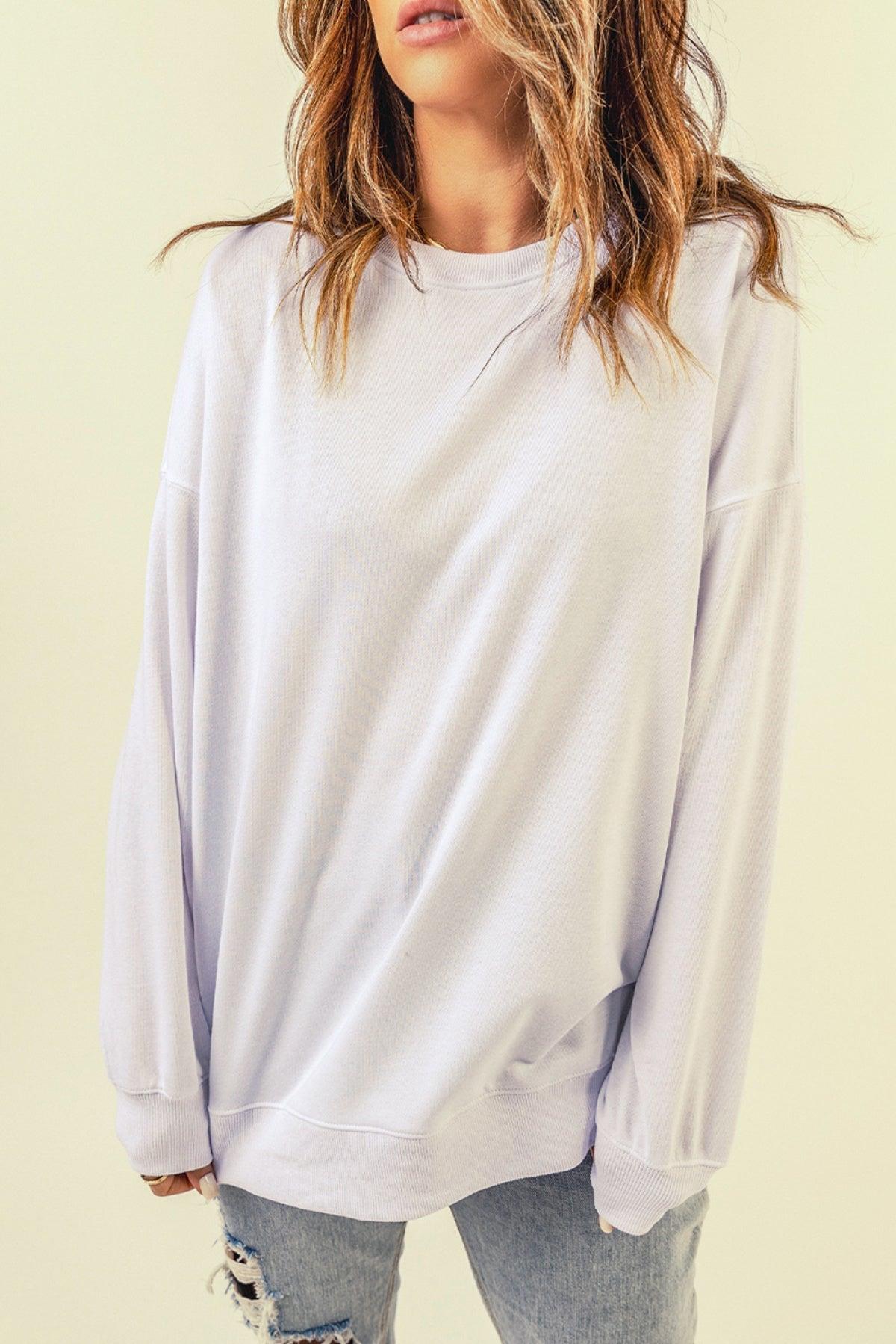 Oversized Solid Drop Shoulder Sweatshirt Kiwidrop