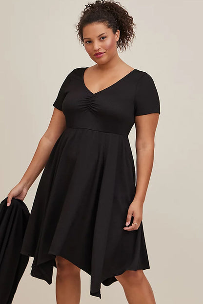 Plus Size Ruched Sweetheart Fit & Flare Midi Dress