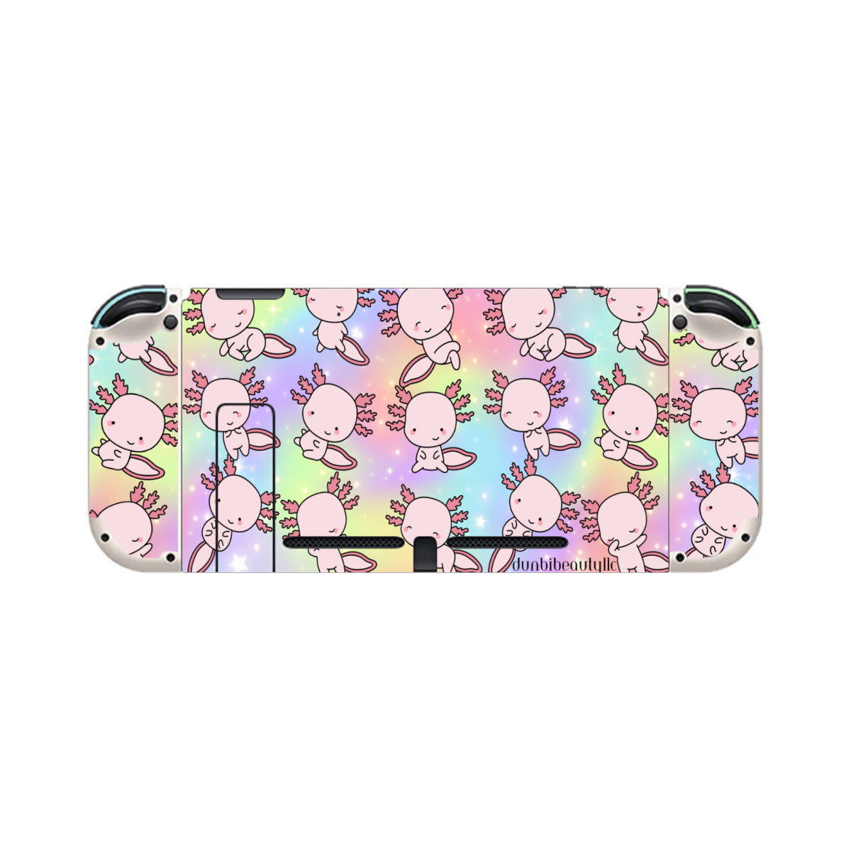 Nintendo Switch Game Console Stickers ｜PVC -Axolotl, Pastel Rainbow, Cute, Kawaii, Aesthetic, Art, Pink, Blue, Yellow, Green, Purple (Designed by Dunbi)