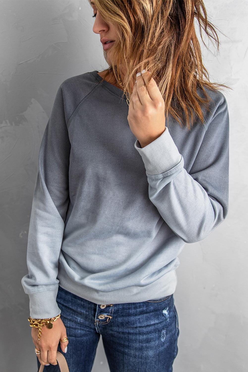 Ombre Crewneck Long Sleeve Sweatshirt Kiwidrop