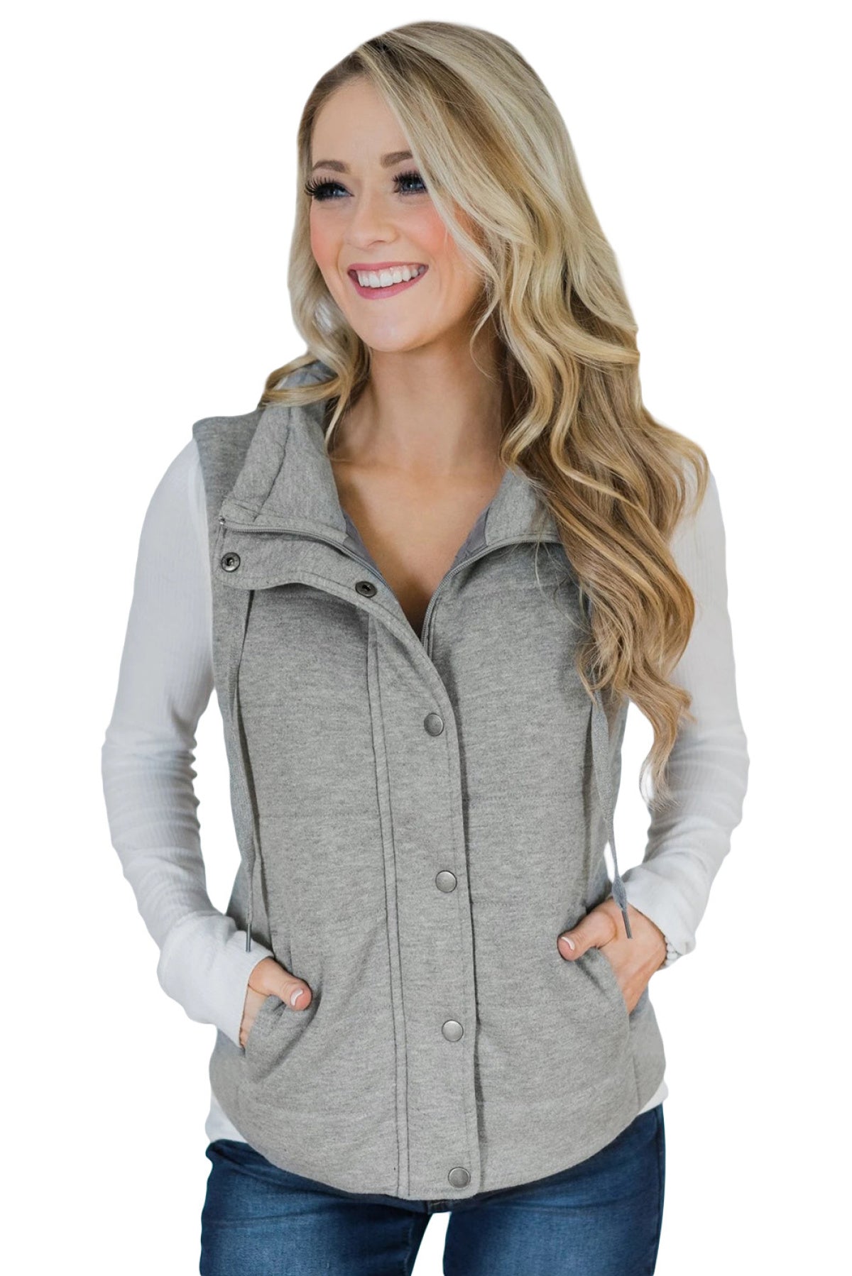 Quilted Mock Neck Vest Kiwidrop