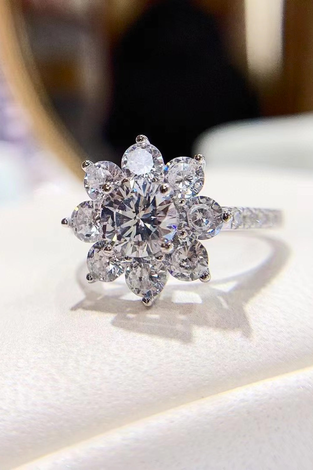 1 Carat Moissanite Flower Ring Trendsi