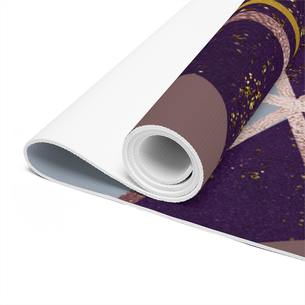 Purple and Rose Gold Geometric Foam Yoga Mat Printify