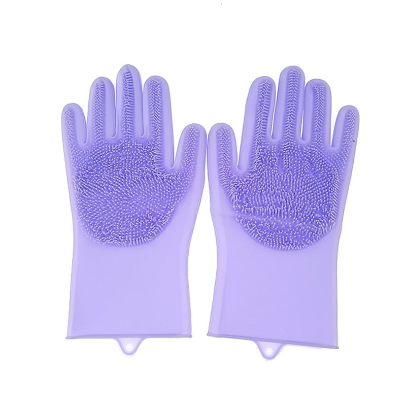 1Pair Silicone Cleaning Gloves Kitchen Silicone Dish Washing Glove for Household Scrubber Rubber Kitchen Clean Tool - DunbiBeauty, LLC