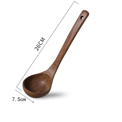 1PC Thailand Teak Natural Wood Spoon Tableware Spoon Frying Pan Scoop Cooking Utensils Fried Shovel Spatula Kitchen Cooking Tool - DunbiBeauty, LLC