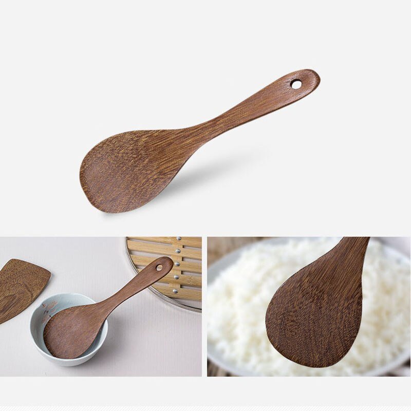 1PC Thailand Teak Natural Wood Spoon Tableware Spoon Frying Pan Scoop Cooking Utensils Fried Shovel Spatula Kitchen Cooking Tool - DunbiBeauty, LLC