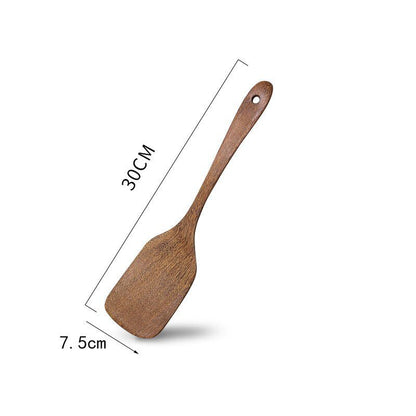 1PC Thailand Teak Natural Wood Spoon Tableware Spoon Frying Pan Scoop Cooking Utensils Fried Shovel Spatula Kitchen Cooking Tool - DunbiBeauty, LLC