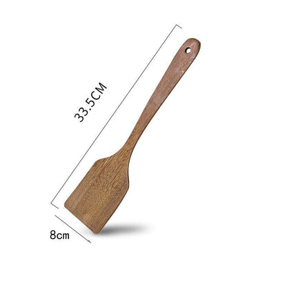 1PC Thailand Teak Natural Wood Spoon Tableware Spoon Frying Pan Scoop Cooking Utensils Fried Shovel Spatula Kitchen Cooking Tool - DunbiBeauty, LLC