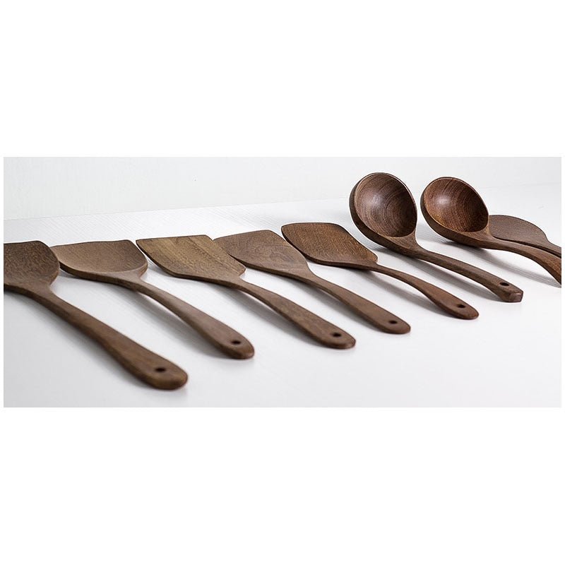 1PC Thailand Teak Natural Wood Spoon Tableware Spoon Frying Pan Scoop Cooking Utensils Fried Shovel Spatula Kitchen Cooking Tool - DunbiBeauty, LLC