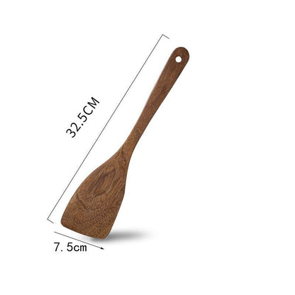 1PC Thailand Teak Natural Wood Spoon Tableware Spoon Frying Pan Scoop Cooking Utensils Fried Shovel Spatula Kitchen Cooking Tool - DunbiBeauty, LLC