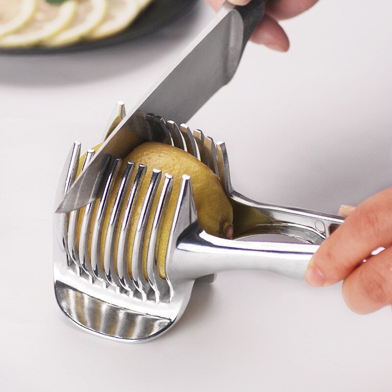 1Pc Tomato Potato Fruit Slicer Lemon Cutter Shreadders Fruit Cutting Holder Cooking Utensil Kitchen Accessories - DunbiBeauty, LLC