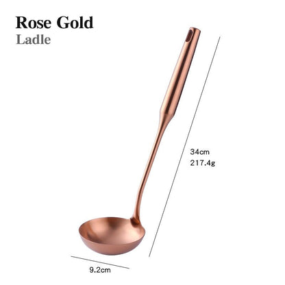 1PCS Cookware Stainless Steel Rose Gold Kitchen Utensils High-grade Kitchen Tool Functional Serving Spoon Soup Ladle Spatula - DunbiBeauty, LLC