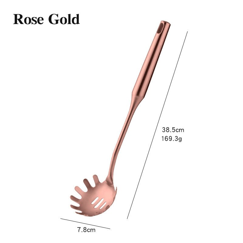 1PCS Cookware Stainless Steel Rose Gold Kitchen Utensils High-grade Kitchen Tool Functional Serving Spoon Soup Ladle Spatula - DunbiBeauty, LLC