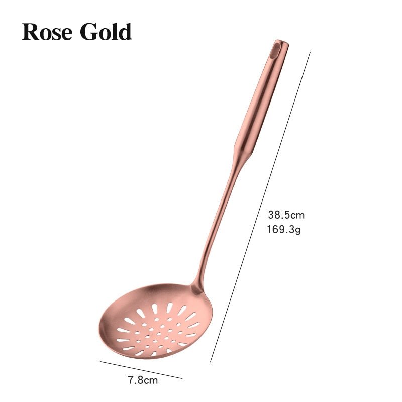 1PCS Cookware Stainless Steel Rose Gold Kitchen Utensils High-grade Kitchen Tool Functional Serving Spoon Soup Ladle Spatula - DunbiBeauty, LLC