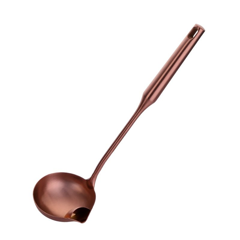 1PCS Cookware Stainless Steel Rose Gold Kitchen Utensils High-grade Kitchen Tool Functional Serving Spoon Soup Ladle Spatula - DunbiBeauty, LLC