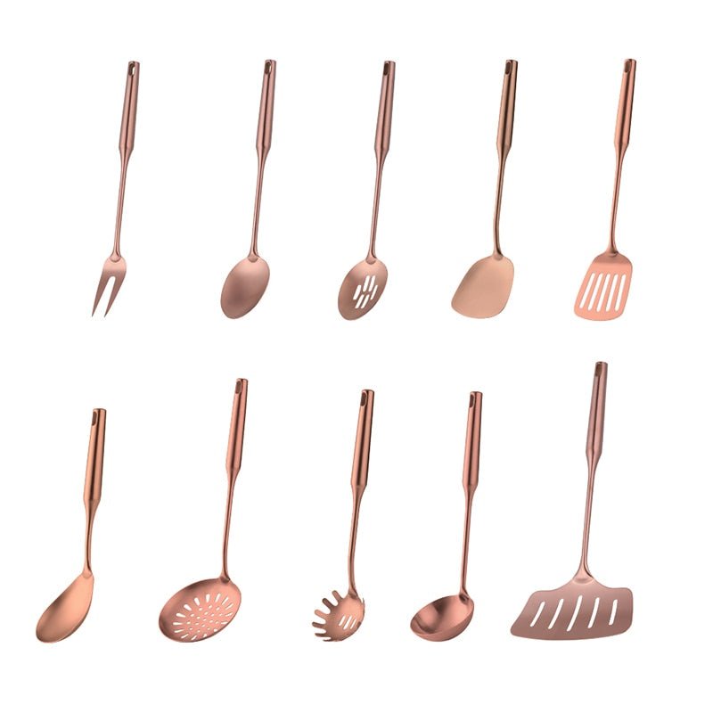 1PCS Cookware Stainless Steel Rose Gold Kitchen Utensils High-grade Kitchen Tool Functional Serving Spoon Soup Ladle Spatula - DunbiBeauty, LLC