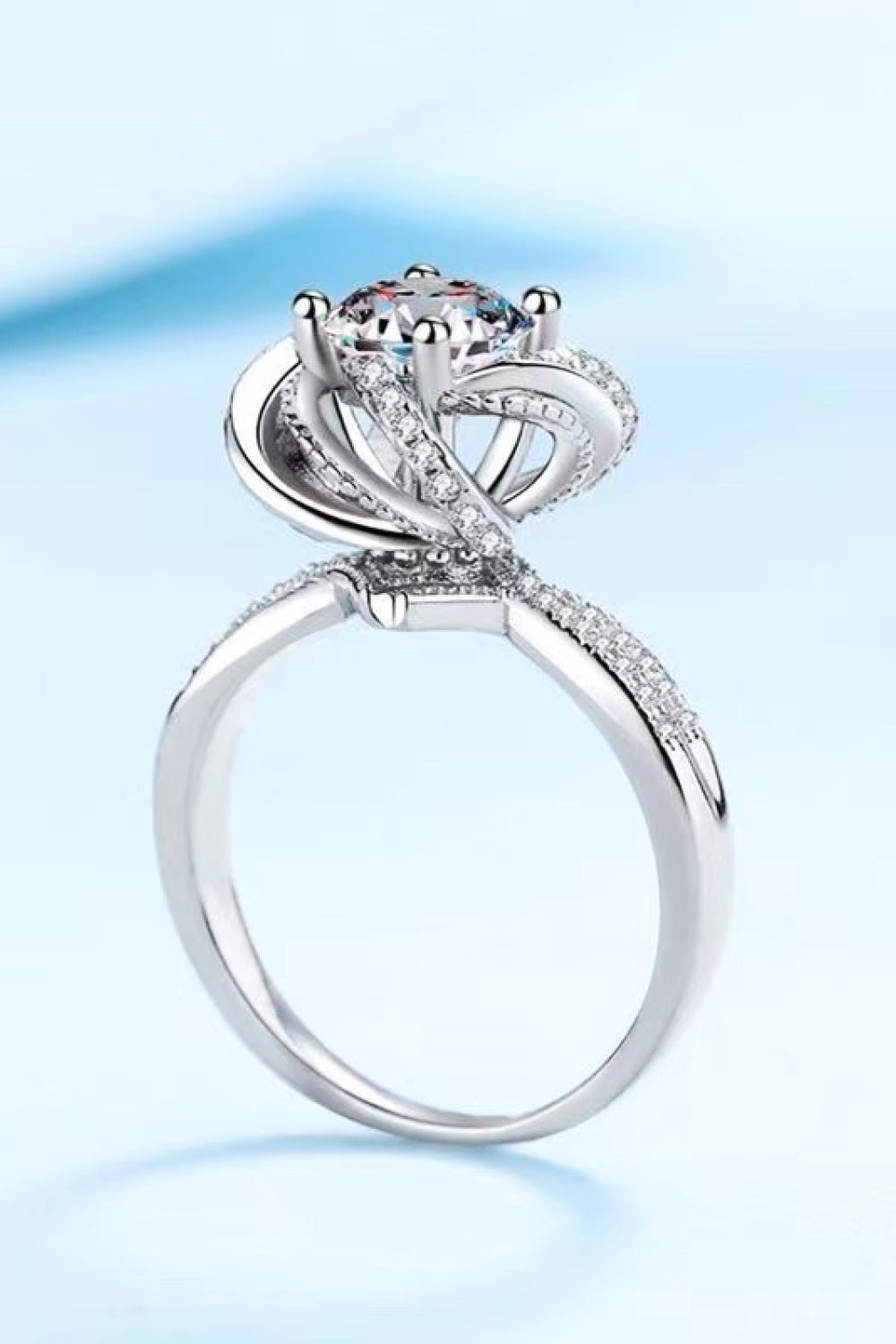 2 Carat Moissanite Floral Platinum-Plated Ring - DunbiBeauty, LLC