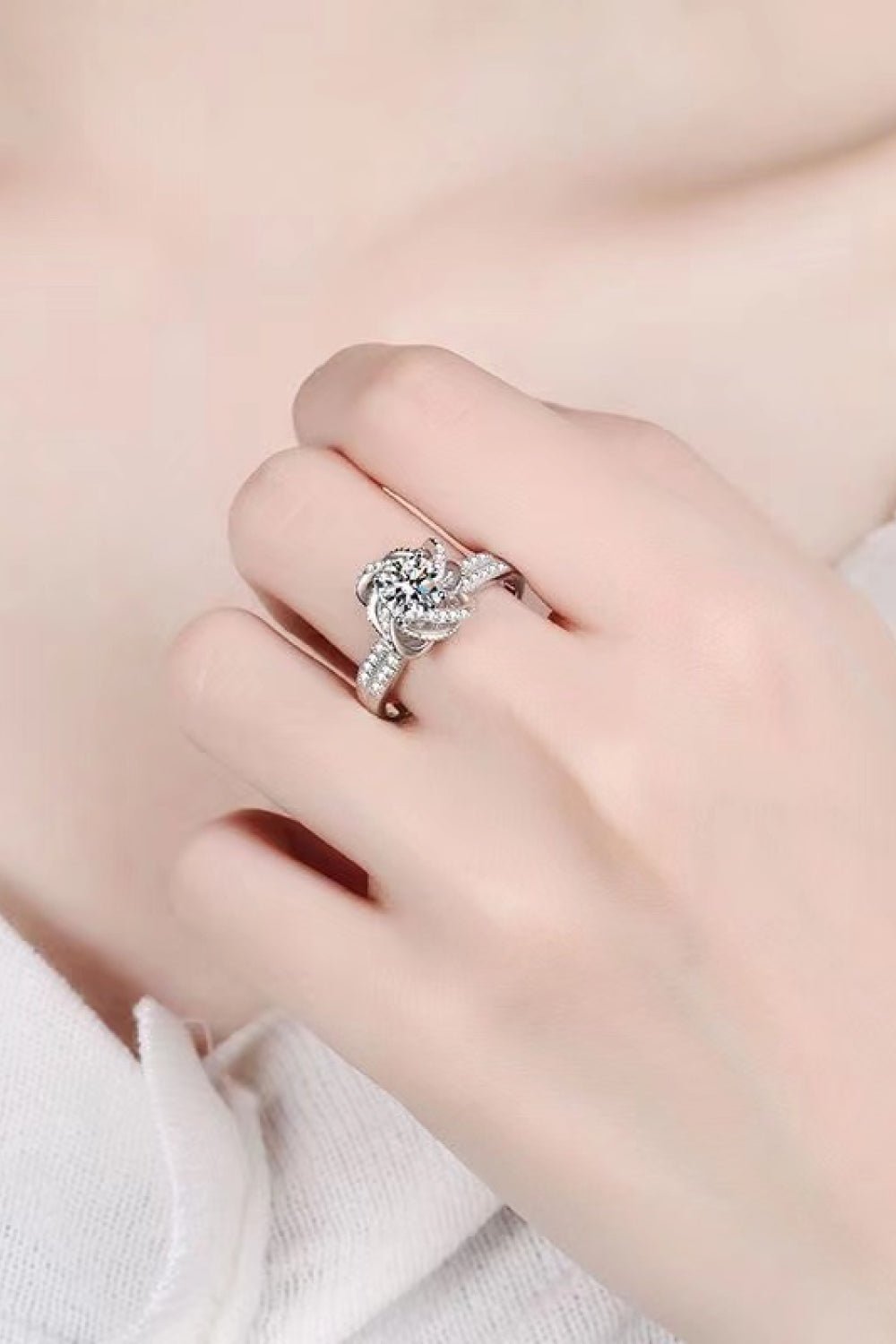 2 Carat Moissanite Floral Platinum-Plated Ring - DunbiBeauty, LLC