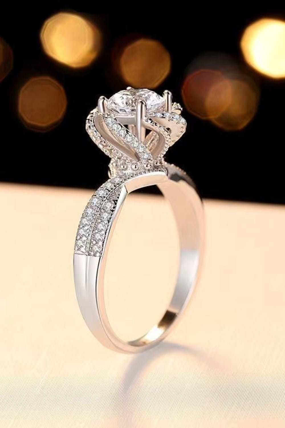 2 Carat Moissanite Floral Platinum-Plated Ring - DunbiBeauty, LLC