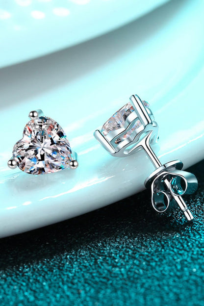 2 Carat Moissanite Heart-Shaped Stud Earrings - DunbiBeauty, LLC