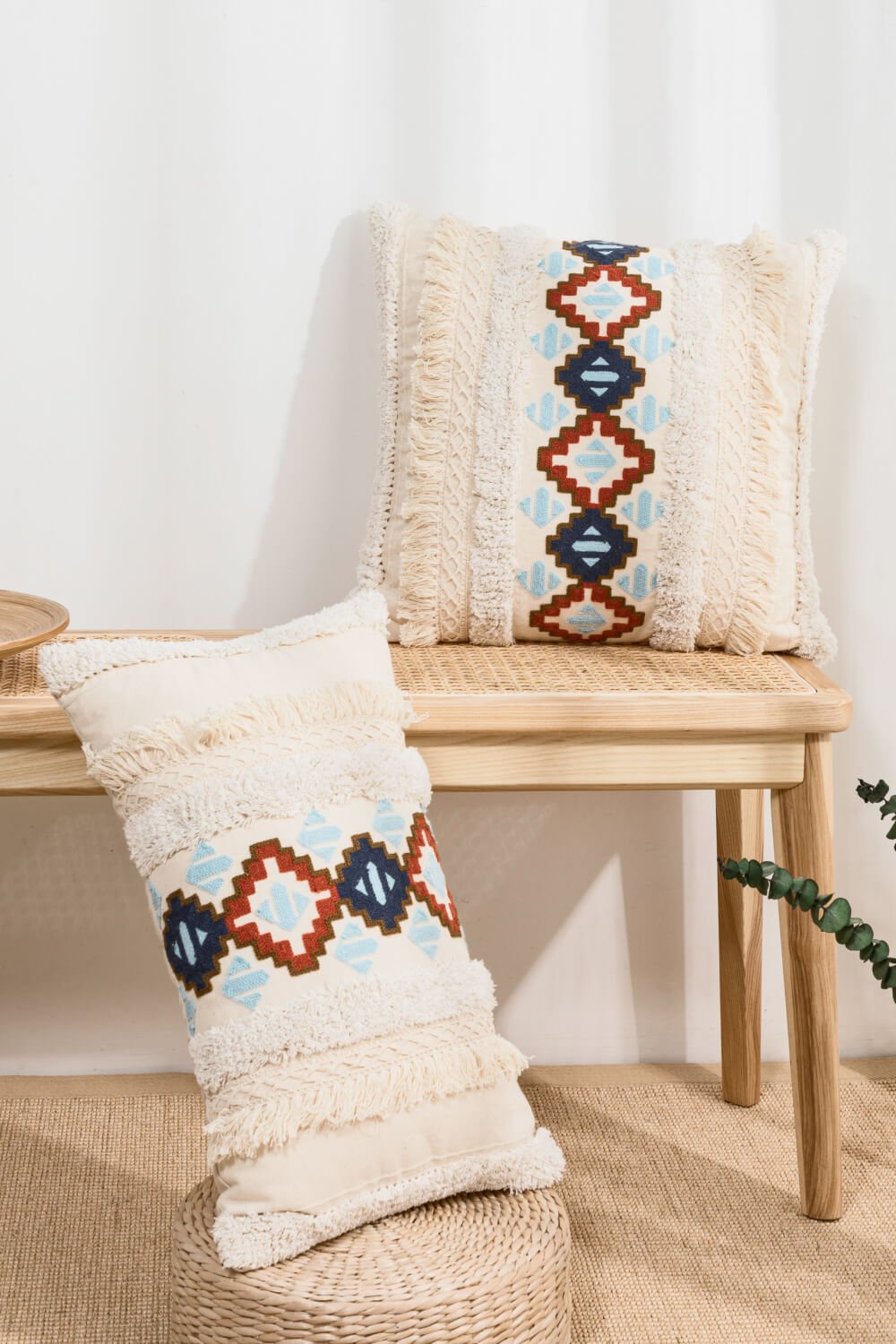 2 Styles Embroidered Fringe Detail Pillow Cover - DunbiBeauty, LLC