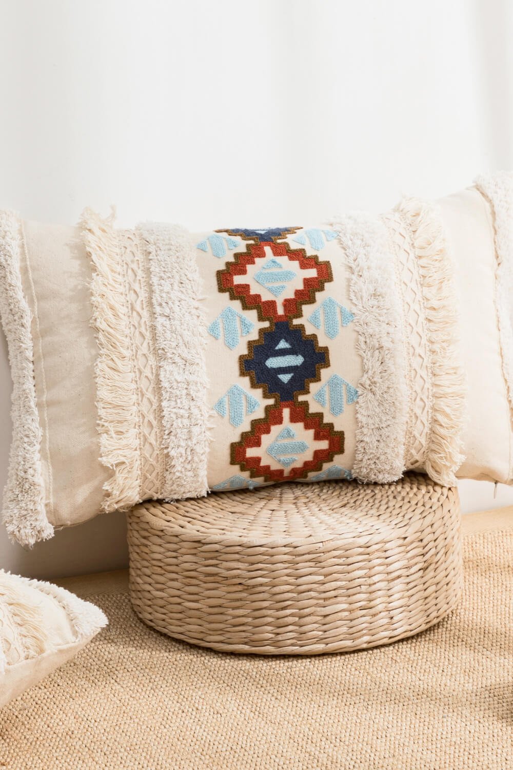 2 Styles Embroidered Fringe Detail Pillow Cover - DunbiBeauty, LLC