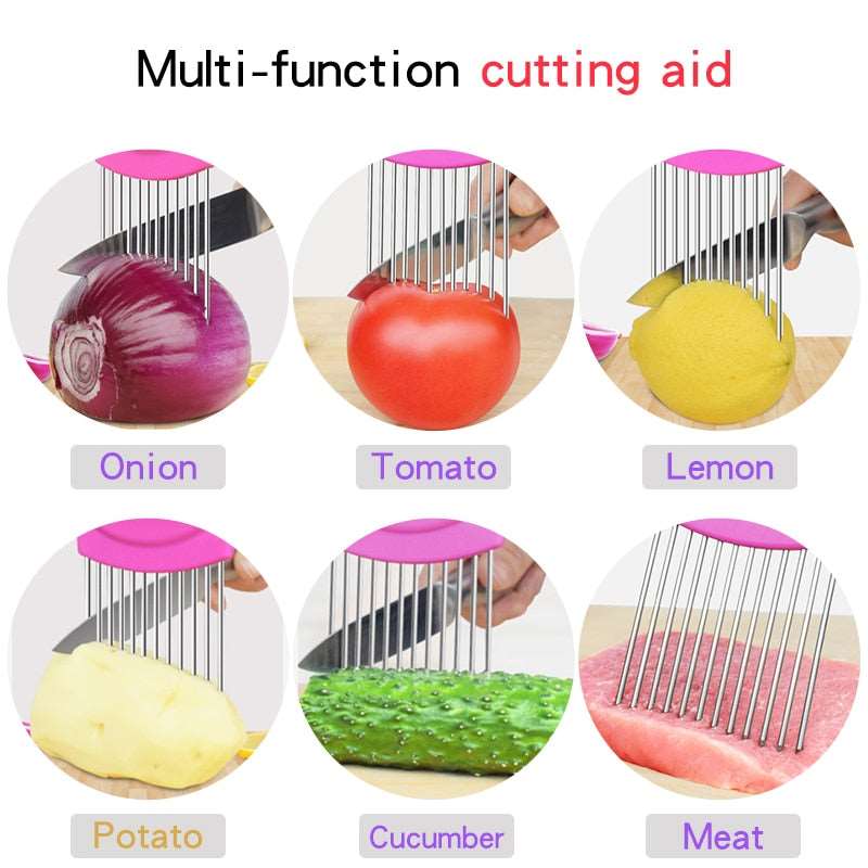 2019 New Kitchen Gadgets Onion Slicer Tomato Vegetables Safe Fork vegetables Slicing Cutting Tools - DunbiBeauty, LLC