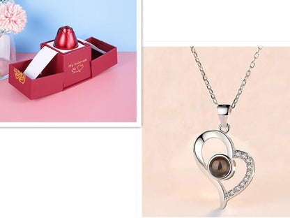 2023 Hot Valentine's Day Gifts Metal Rose Jewelry Gift Box Necklace For Wedding Girlfriend Necklace Gifts - DunbiBeauty, LLC