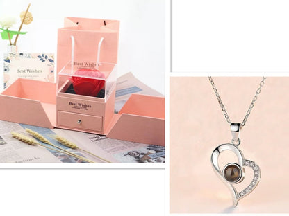 2023 Hot Valentine's Day Gifts Metal Rose Jewelry Gift Box Necklace For Wedding Girlfriend Necklace Gifts - DunbiBeauty, LLC