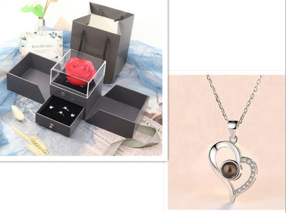 2023 Hot Valentine's Day Gifts Metal Rose Jewelry Gift Box Necklace For Wedding Girlfriend Necklace Gifts - DunbiBeauty, LLC